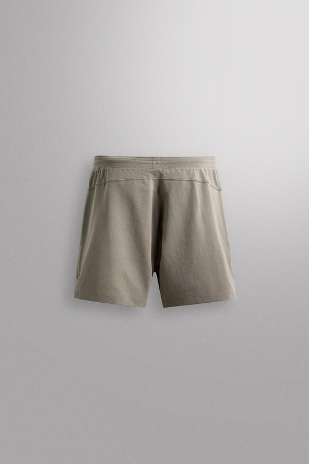 ZARA СПОРТИВНЫЕ ШОРТЫ ИЗ СМЕСОВОГО ХЛОПКА 9", КАМЕННО-СЕРЫЙ