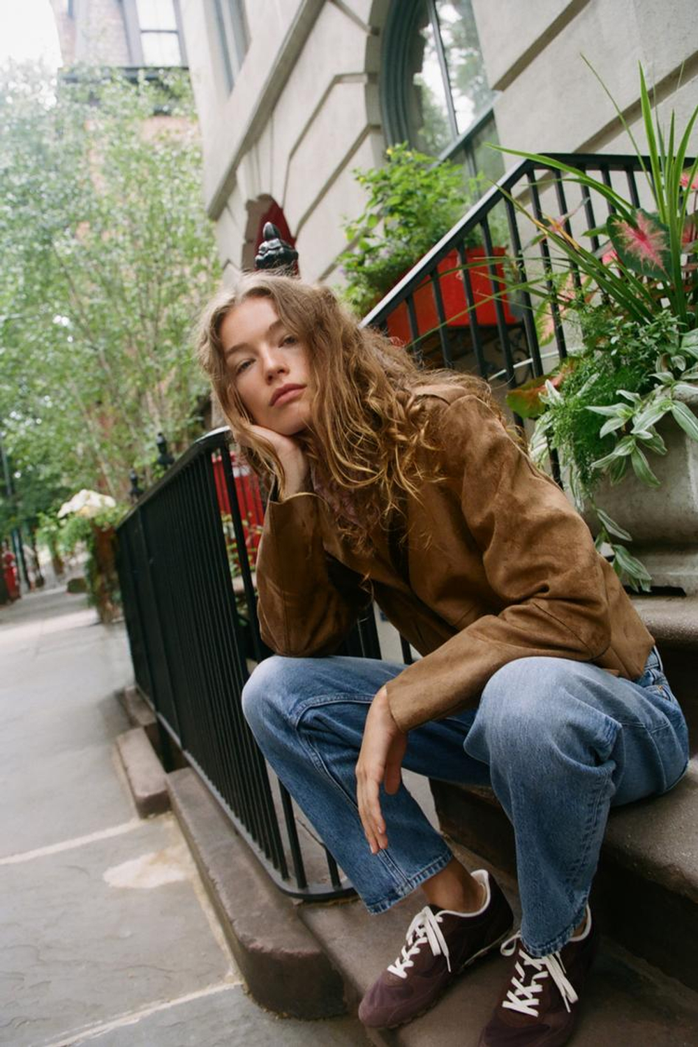 ZARA КУРТКА ИЗ ИСКУССТВЕННОЙ ЗАМШИ, РЫЖЕВАТО-КОРИЧНЕВЫЙ
