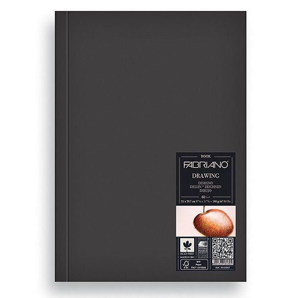 Блокнот для зарисовок Drawingbook портрет 160 г/м², A4 21х29.7 см, прошивка и склейка 60 л, Fabriano 19100007