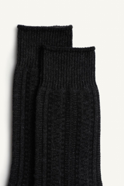 ZARA НОСКИ С РЕБРИСТОЙ ТЕКСТУРОЙ, ЧЕРНЫЙ