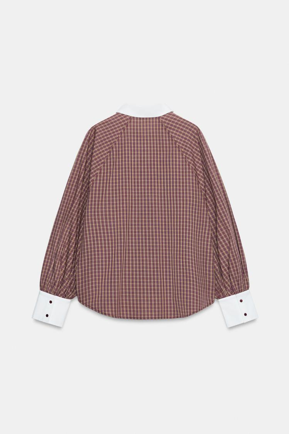 ZARA РУБАШКА В КЛЕТКУ С КОНТРАСТНЫМИ ДЕТАЛЯМИ, ГРАНАТОВЫЙ