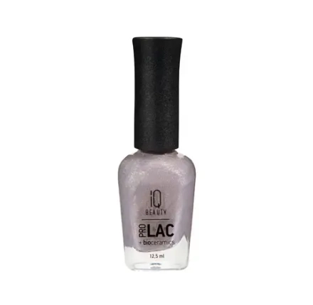IQ BEAUTY Лак для ногтей профессиональный укрепляющий с биокерамикой #052, 12.5 мл Бежевый, с мелким шиммером с голографическим эффектом