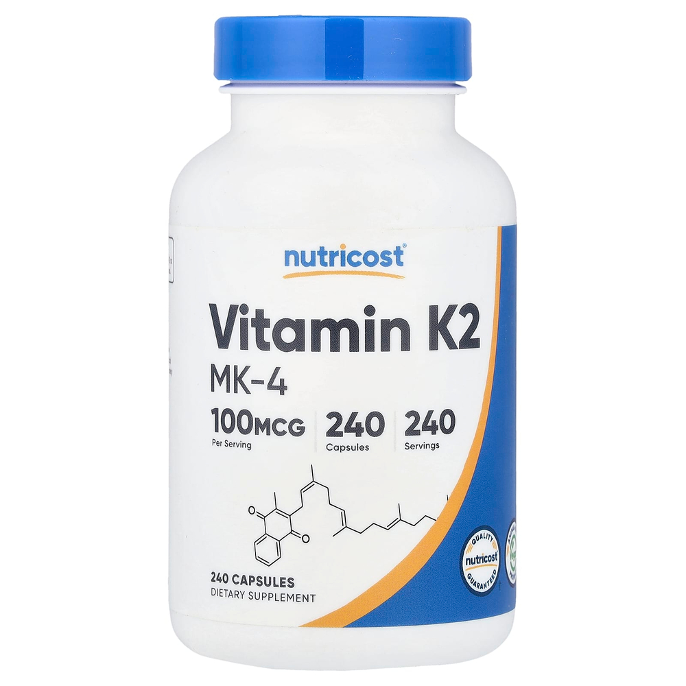 Nutricost, витамин K2 MK-4, 100 мкг, 240 капсул