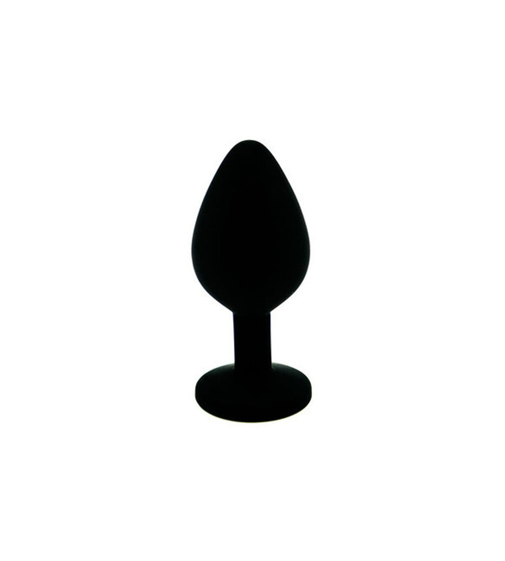 Средняя черная пробка с зелёным кристаллом ONJOY Silicone Collection (Цвет: черный с зеоеным)
