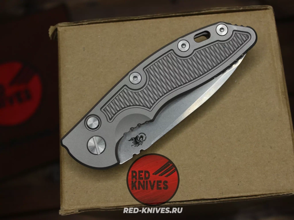 Нож HINDERER XM-18 AUTO SPEARPOINT TITANIUM - серая рукоять RK-471