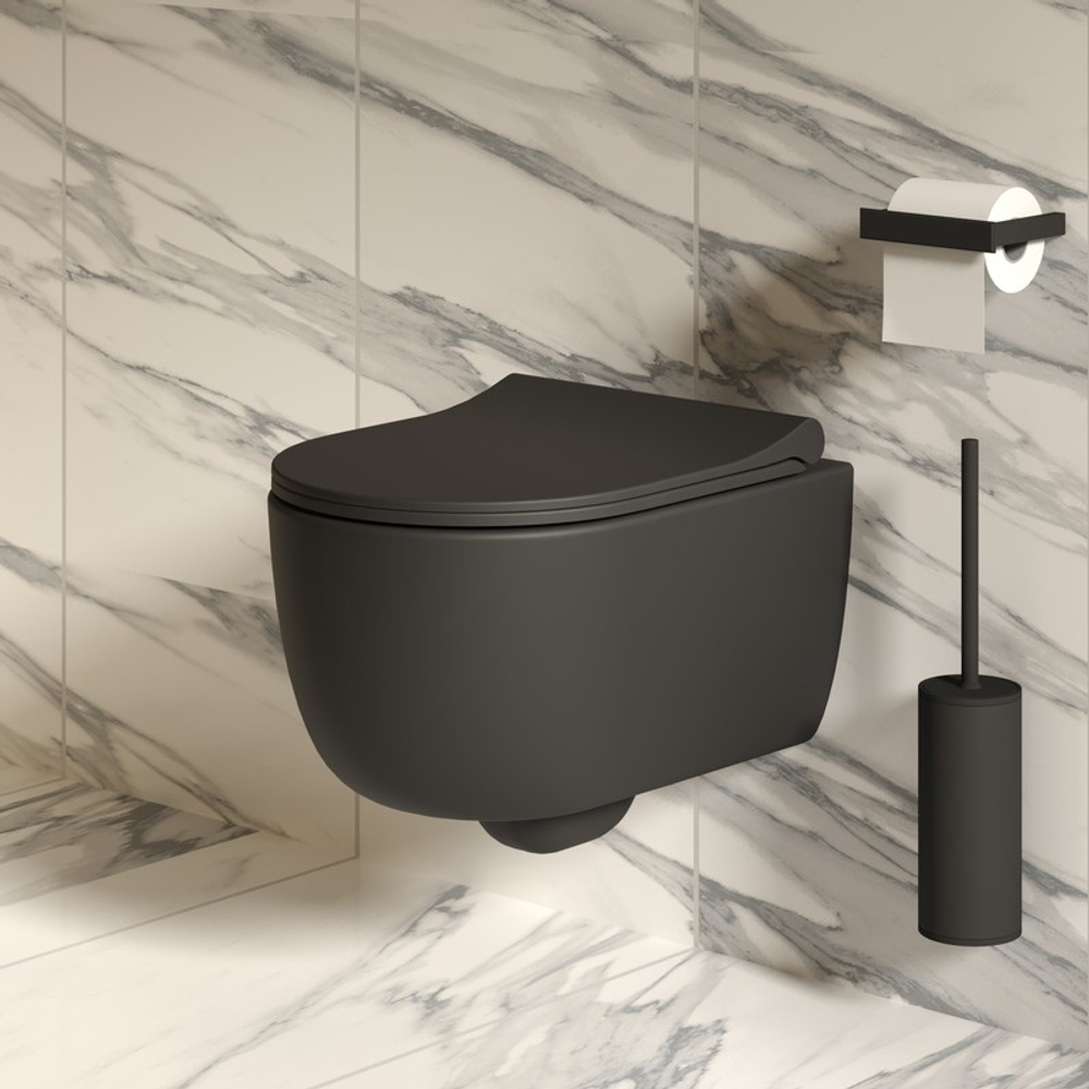 Унитаз Abner 103T20201R (545*360*330) МАТОВЫЙ ЧЕРНЫЙ подвесной БЕЗОБОДКОВЫЙ, 1 место
