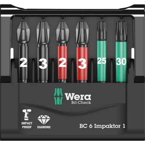 Набор ударных бит Bit-Check 6 Impaktor 1 WERA 05057695001
