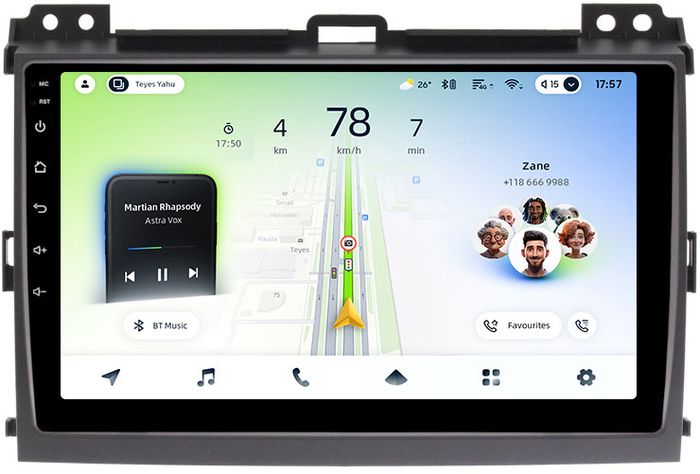Магнитола для Toyota Land Cruiser Prado 120, Lexus GX470 (экран климата внизу) - Teyes CC4L-DTS монитор 9" IPS, Android 14, Быстрая, Snapdragon 662, CarPlay, 4G SIM-слот