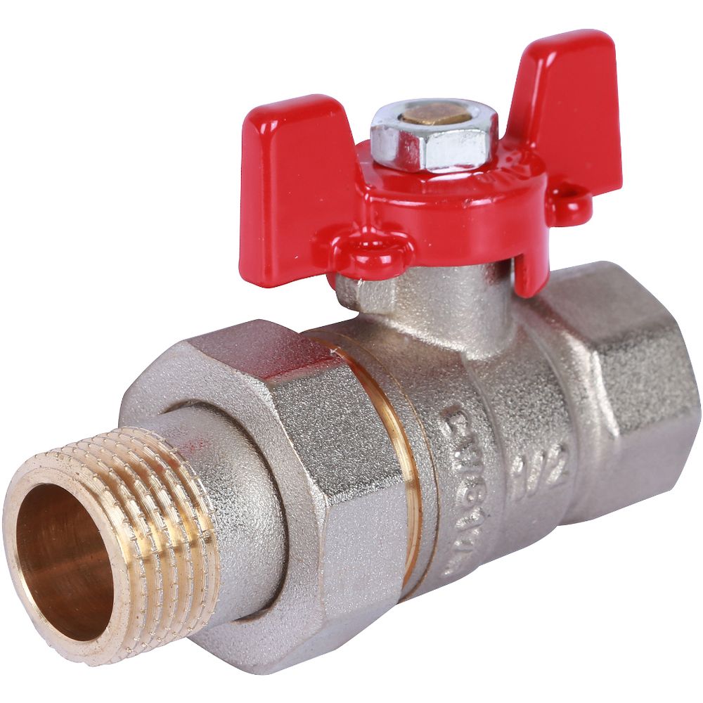 ROMMER Шаровой кран с американкой   1/2" ВН/НР, ручка бабочка