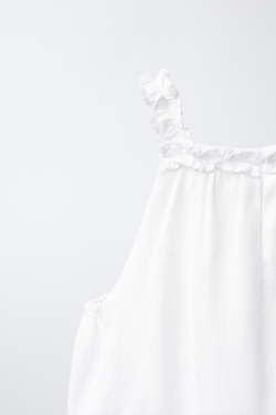 ZARA ТОП ИЗ ЛЬНА С ГОРЛОВИНОЙ ХАЛТЕР, ЖЕЛТОВАТО-БЕЛЫЙ