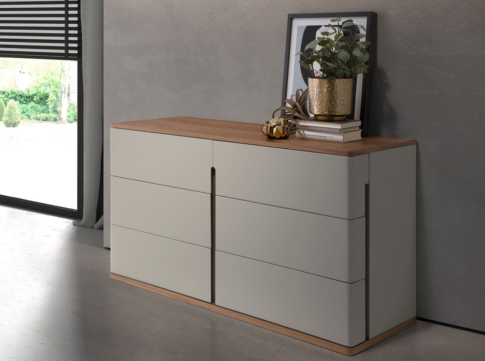 Комод Angel Cerda 7168/MC2320DR из серого лака и орехового дерева