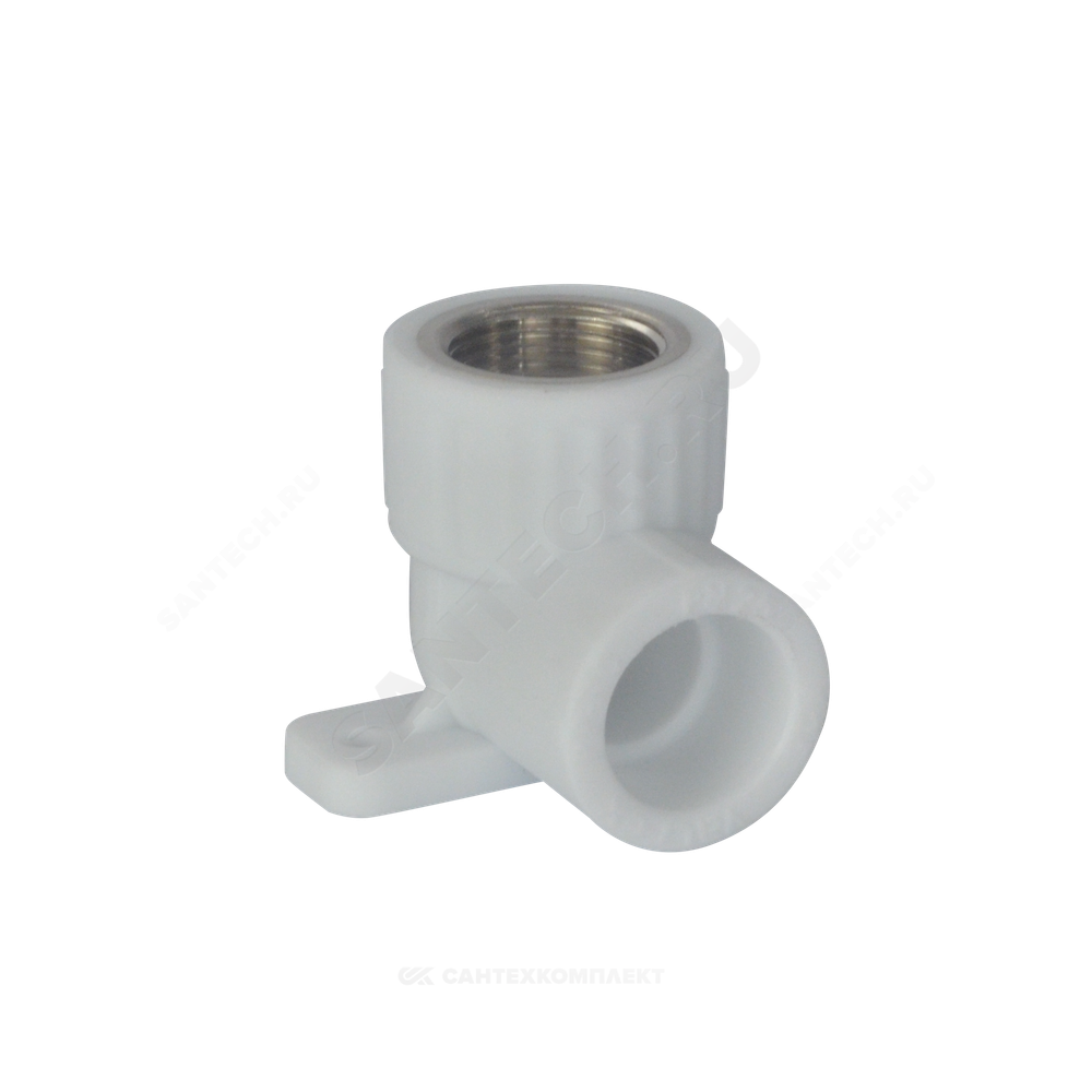 Угольник PP-R комбинированный белый Дн 25х3/4" ВР с креплением VALFEX 10120125