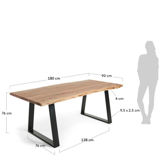 SONO Стол 180X90 черный, натуральная акация Испания