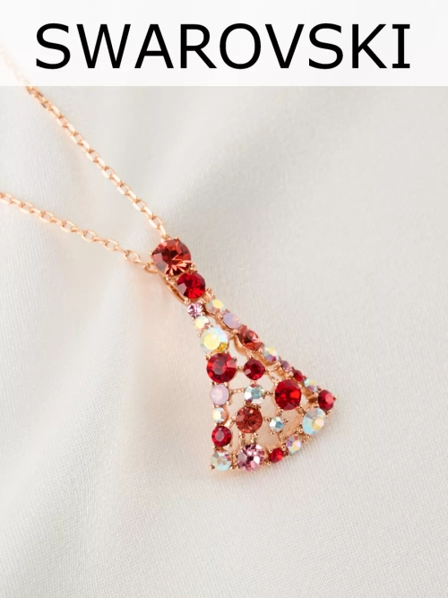 Подвеска на цепочке Россыпь из красных камней Swarovski