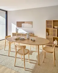 Стол раскладной Oakland Ø120-200x120 см, шпон дуба