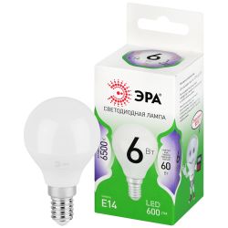 Лампа светодиодная ЭРА GREEN LINE LED P45-6W-865-E14 GL 6Вт шар холодный свет E14 | Лампы cветодиодные Шар (G/P)