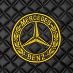 Ковры MERCEDES MP4 ровный пол (экокожа, черный, черный кант, желтая вышивка)