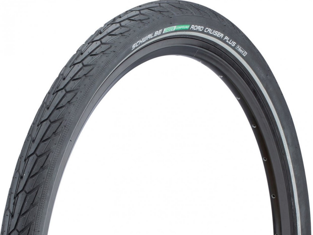 Покрышка 28x1.60 700x40C (42-622) 05-11159084 ROAD CRUISER PLUS Puncture Guard, HS484 GREEN черная с отражающей полосой 820гр SCHWALBE