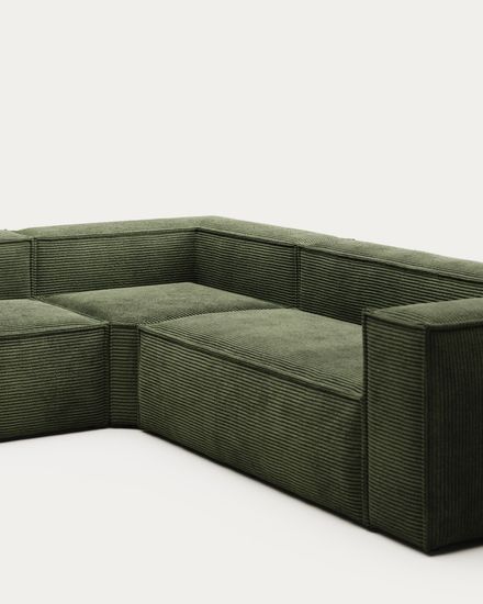 5-местный угловой диван Blok La Forma, из плотного вельвета зеленого цвета 320 х 290 см