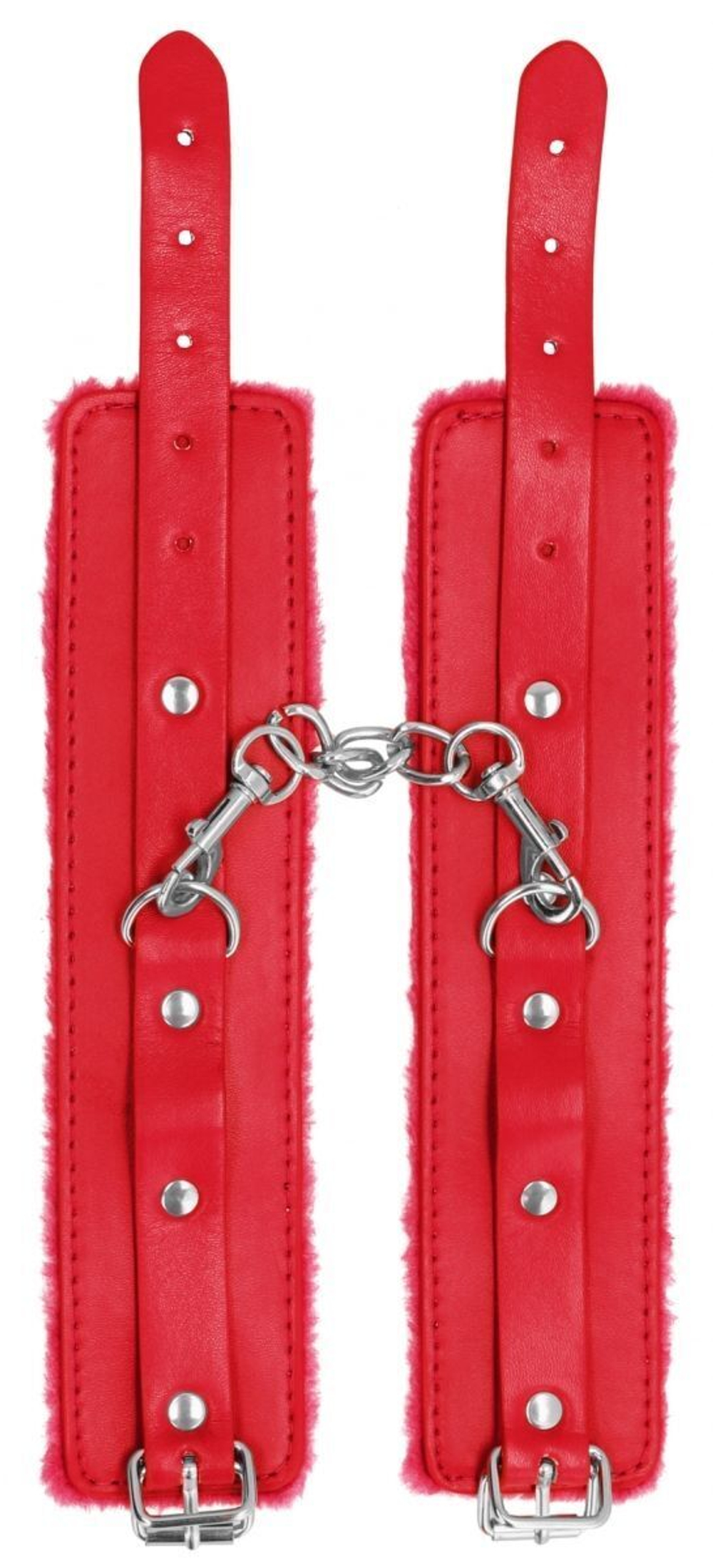 Красные наручники Plush Leather Hand Cuffs (Цвет: красный)