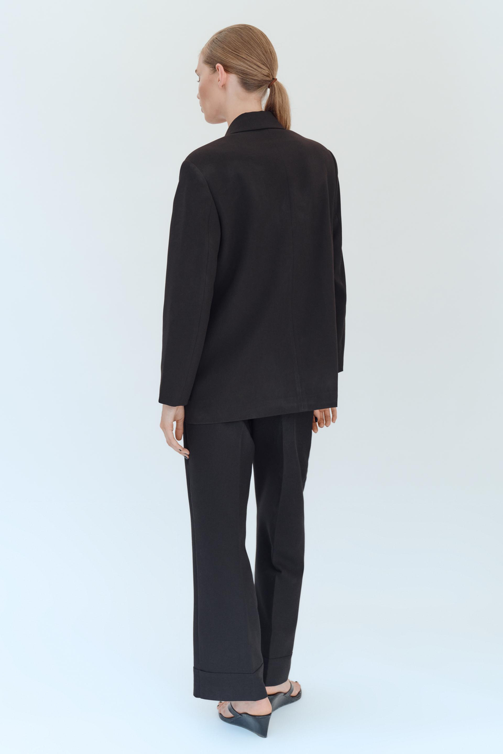 ZARA ДВУБОРТНЫЙ БЛЕЙЗЕР ОВЕРСАЙЗ, ЧЕРНЫЙ