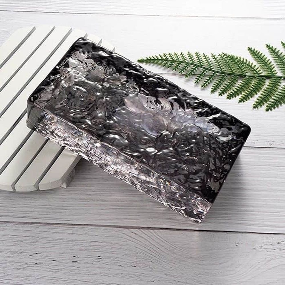 Стеклянный кирпич Ice графит 20x10x5 см