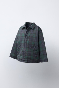ZARA ВОЩЕНАЯ КУРТКА В КЛЕТКУ, МЯГКИЙ ЗЕЛЕНЫЙ