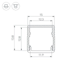 Профиль SL-MINI-15-3000 BLACK (Arlight, Алюминий)