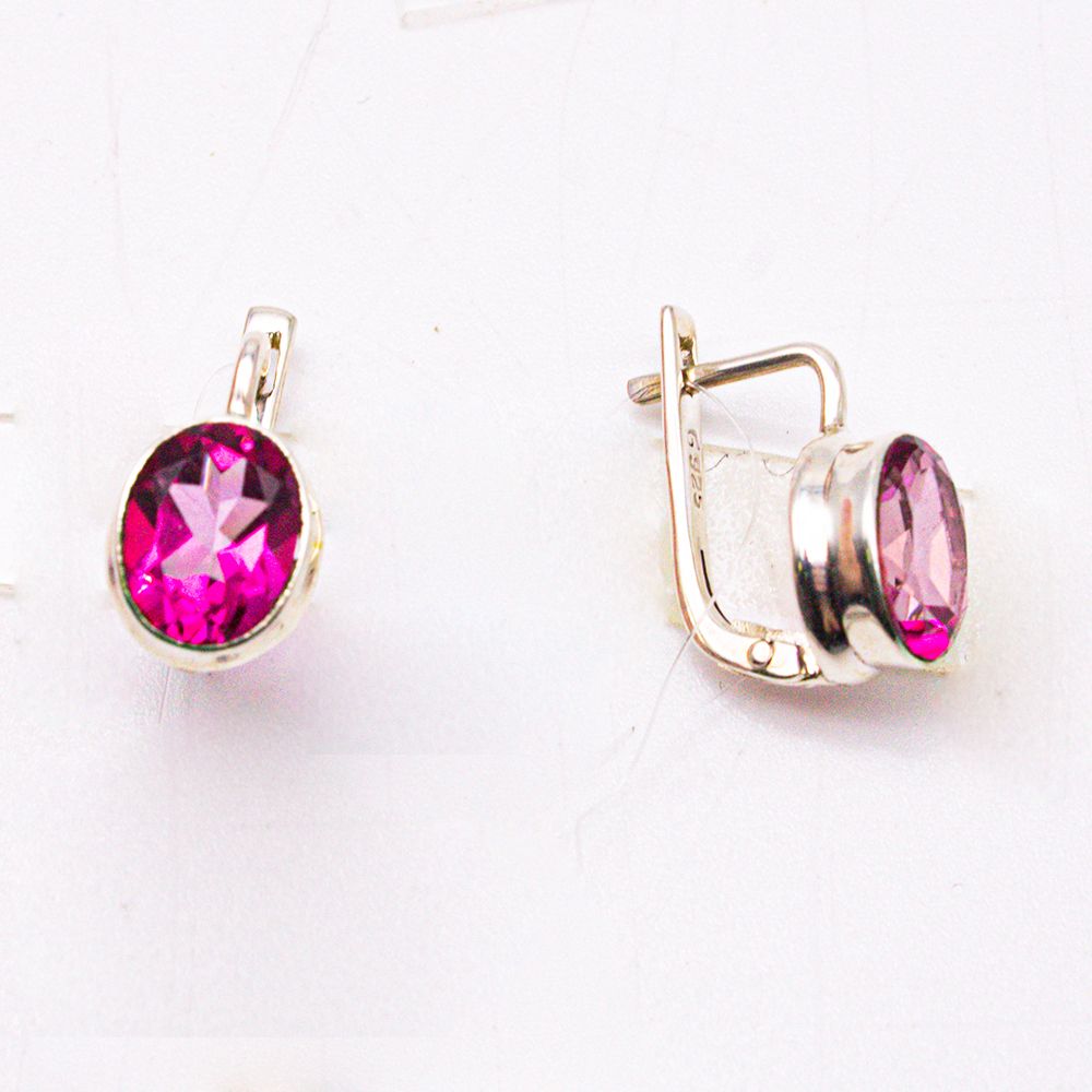 Серьги серебро 925° — Розовый топаз