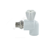 Кран шаровой PP-R белый Дн 25х1/2" НР угловой для радиатора VALFEX 10148125
