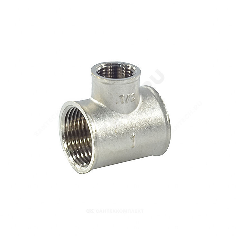 Тройник латунь никель переходной Ду 25х15х25 (1"х1/2"х1") ВР/ВР SantechSystems