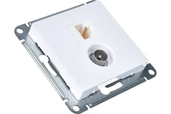 Розетка TV+RJ45 Systeme Electric ATLASDESIGN белая 35973