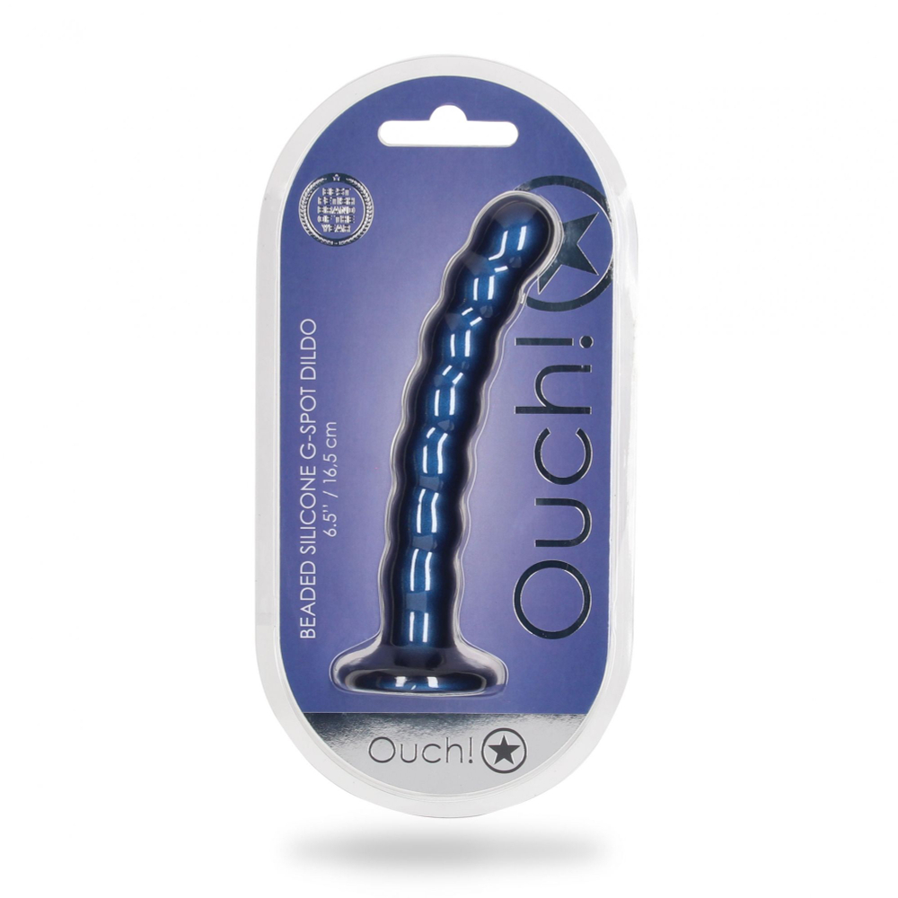 Синий фаллоимитатор Beaded G-Spot - 17 см. (Цвет: синий)