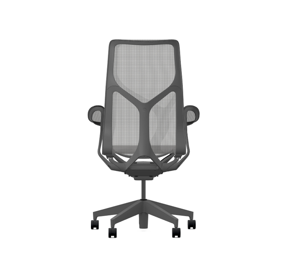 Кресло Herman Miller Cosm, высокая спинка, цвет Carbon, подлокотники «лепестки» (Leaf)