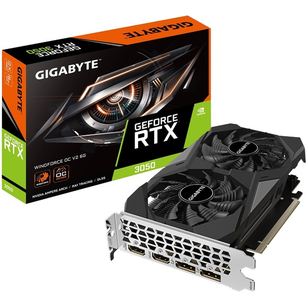 Видеокарта GIGABYTE GeForce RTX 3050 WINDFORCE OC V2 6G (GV-N3050WF2OCV2-6GD)