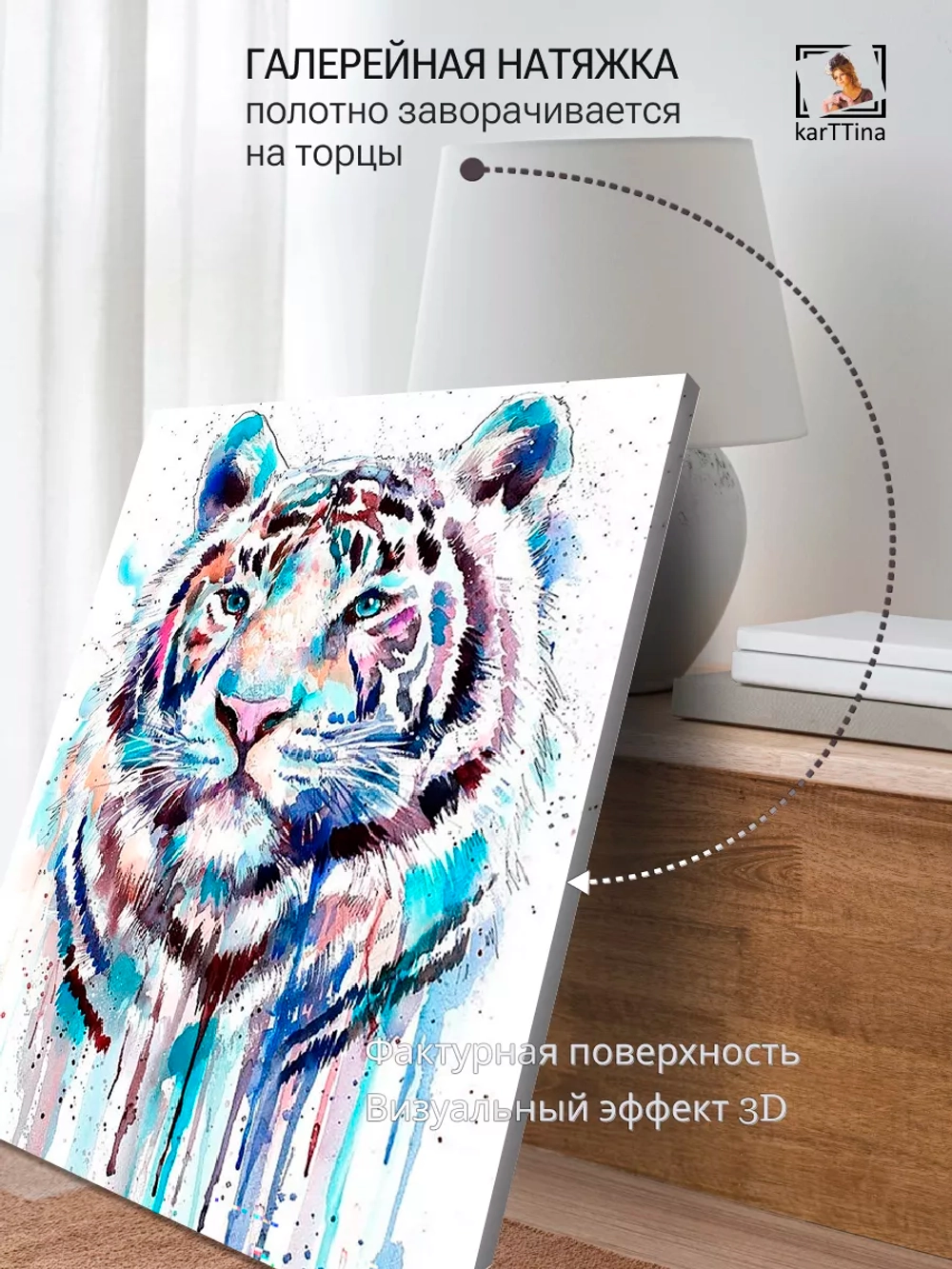 Интерьерная картина "Тигр акварель", 50х70см 1шт.