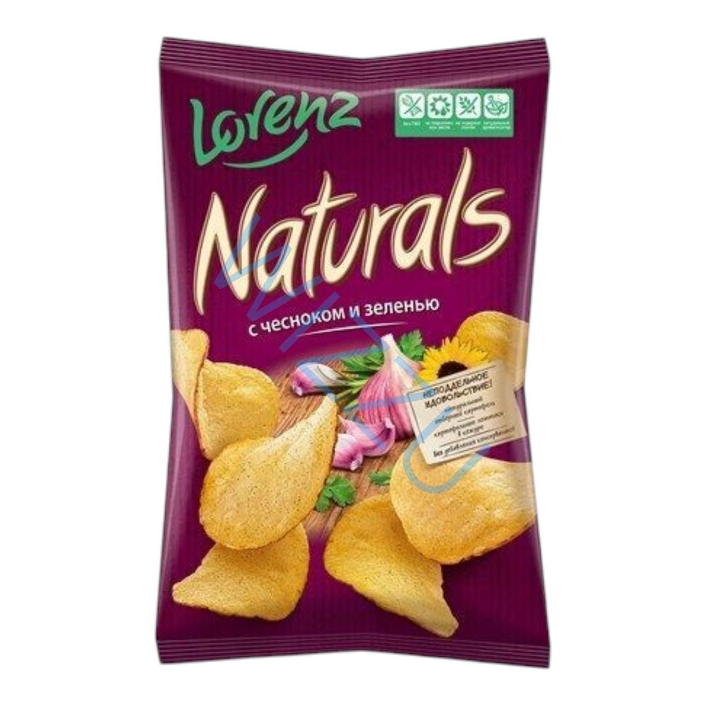 Чипсы Naturals Картофельные со вкус чеснока и зелени 100*25