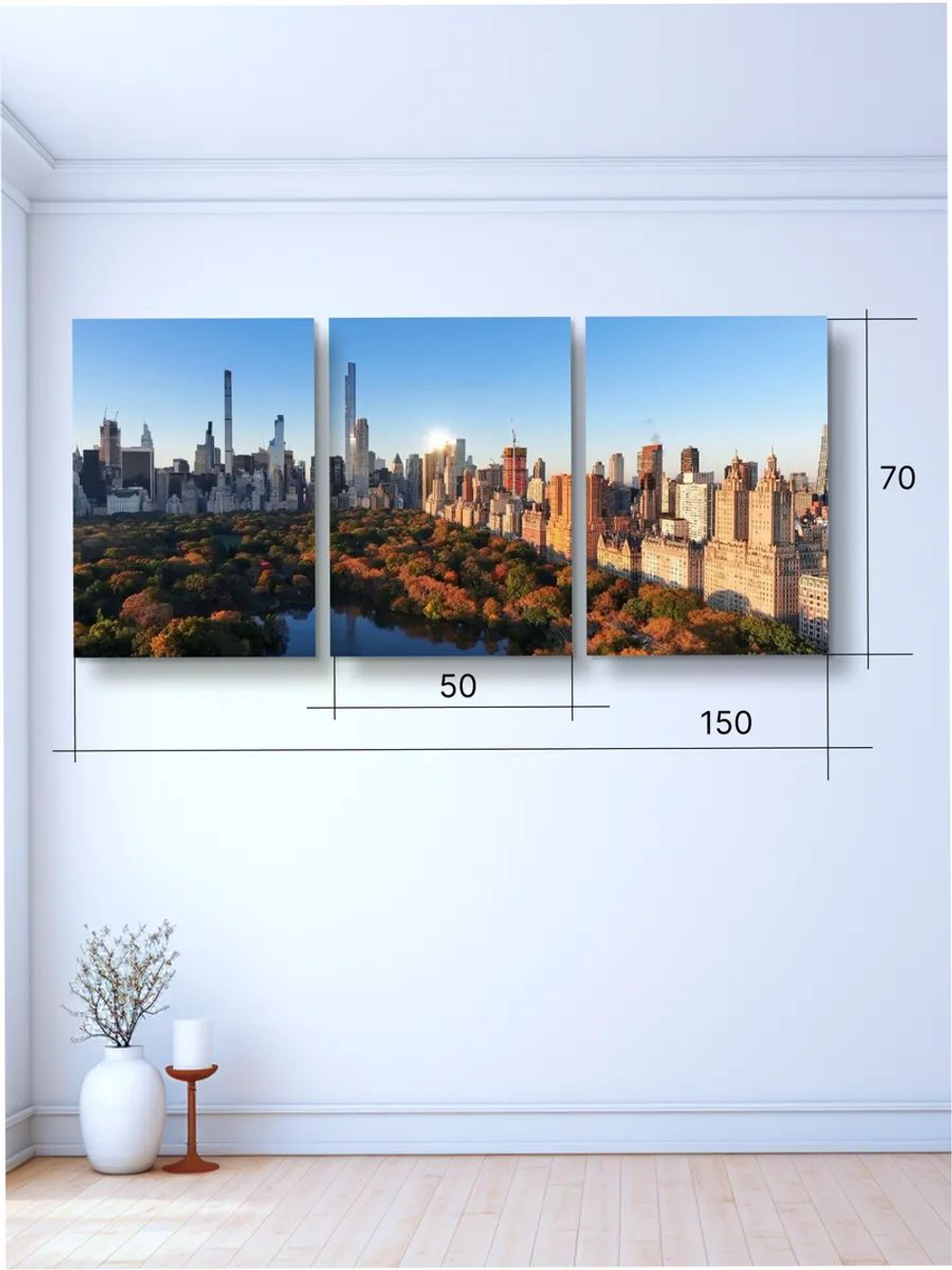 Картина Зеркальный мегаполис модульная 50x70см 3шт.