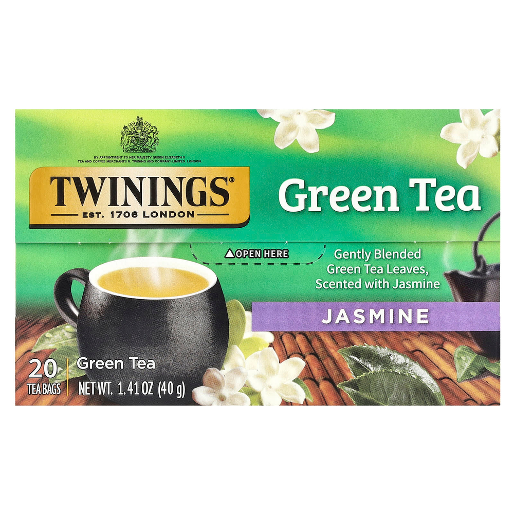 Twinings, Зеленый чай, жасмин, 20 чайных пакетиков, 40 г (1,41 унции)