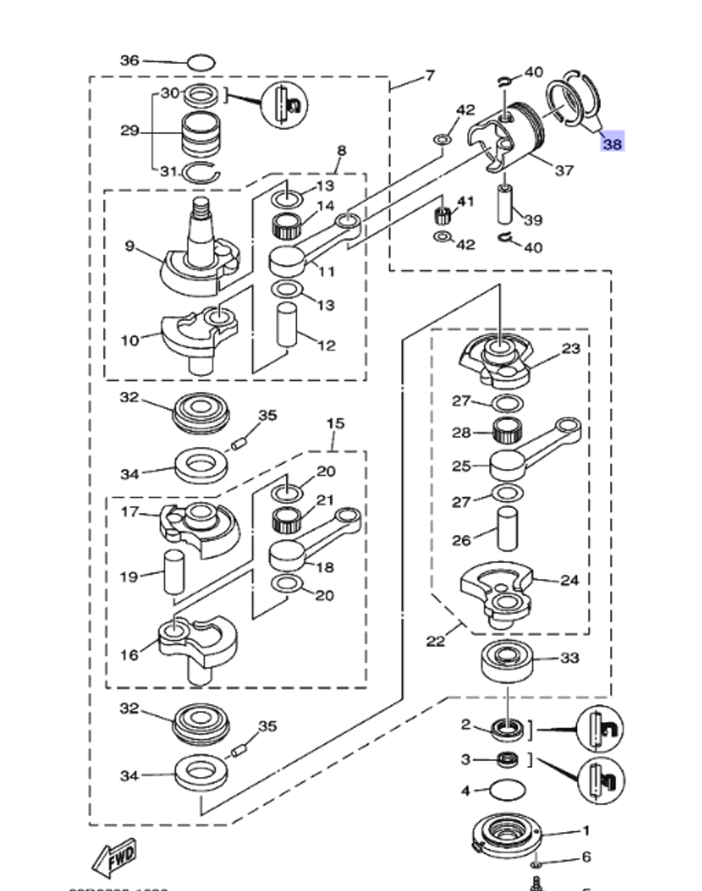 Кольца поршневые Yamaha 60/70лс STD (оригинальный арт. 6K5116010200)