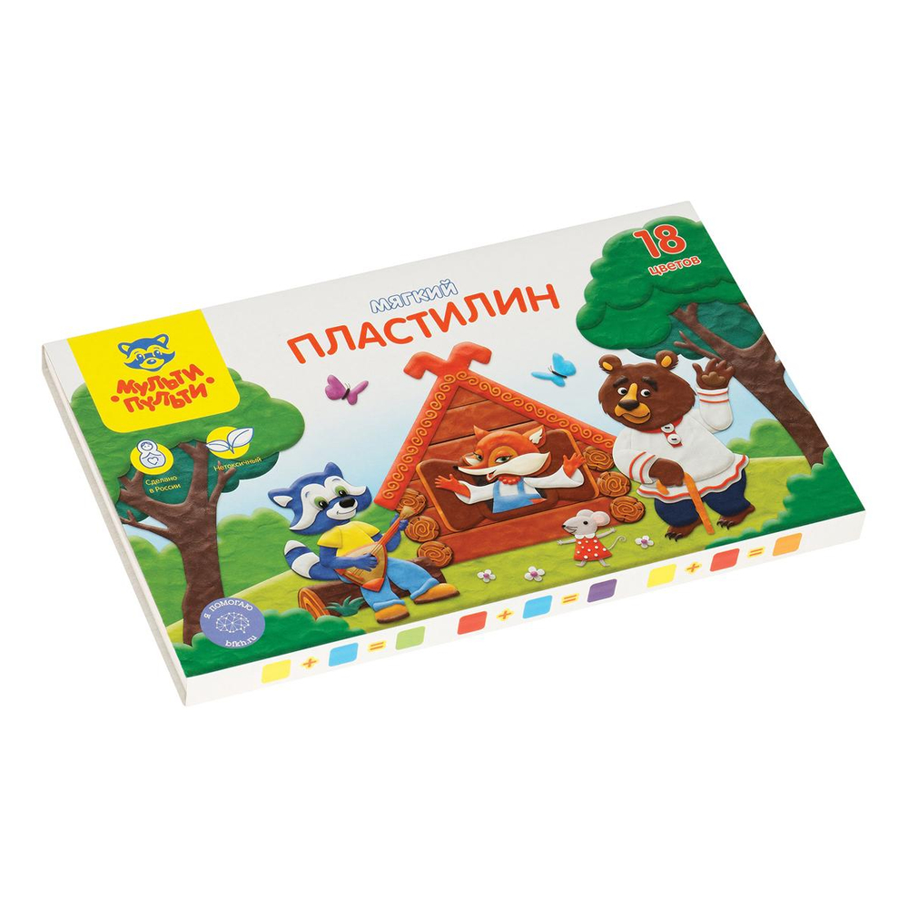 Пластилин мягкий 18цв. 216гр. "Енот в сказке" со стеком (Мульти-Пульти)