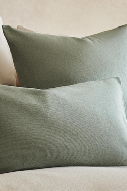 ZARA HOME ОДНОТОННЫЙ ЧЕХОЛ ДЛЯ ДЕКОРАТИВНОЙ ПОДУШКИ, ЗЕЛЕНОВАТЫЙ
