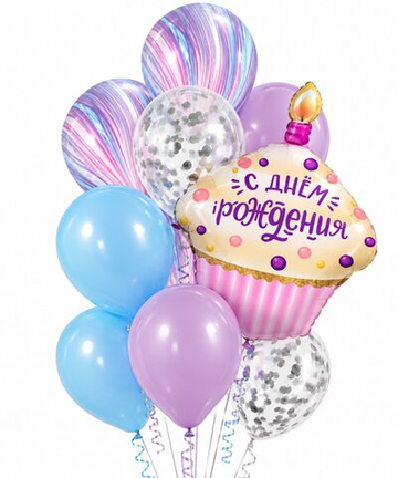 Букет шаров "Кекс со свечой на День Рождения"