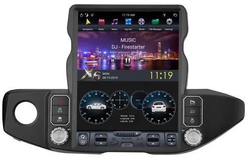 Магнитола для Jeep Wrangler 2018+ - Kuberg ZF-1315-GE вертикальный экран в стиле "Тесла" Android 13, Быстрая, SIM-слот, CarPlay