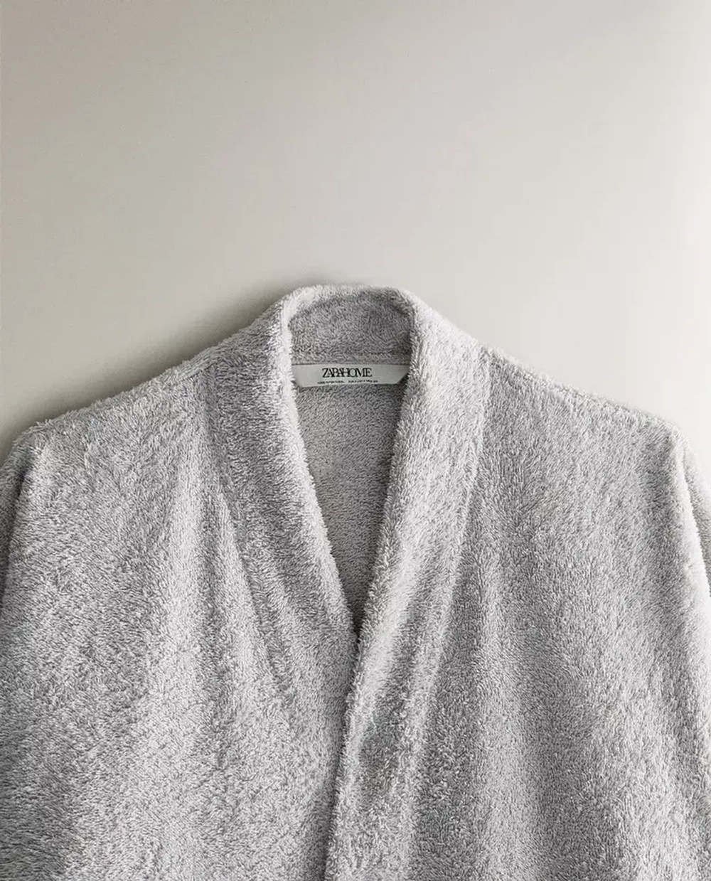 ZARA HOME ХЛОПКОВЫЙ ХАЛАТ, СВЕТЛО-СЕРЫЙ