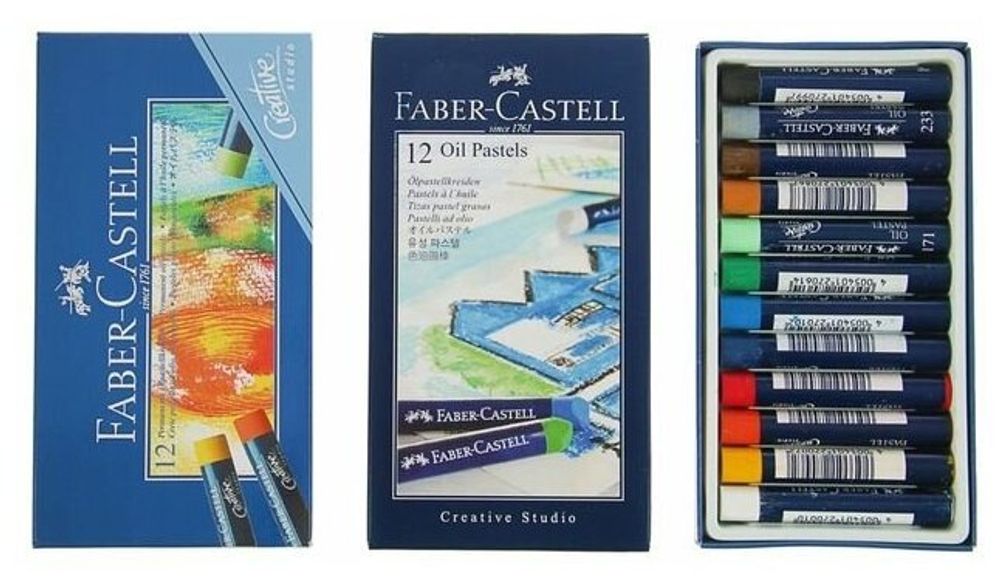 Пастель масляная художественная FABER-CASTELL "Oil Pastels", 12 цветов, круглое сечение, 127012