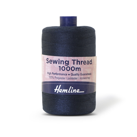Нить универсальная Hemline для шитья, 100% полиэстер, цвет насыщенный синий, 1000 м
