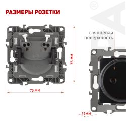 Розетка ЭРА Серия 12 12-2105-06 2P16A-250В IP20 чёрный | Эра 12