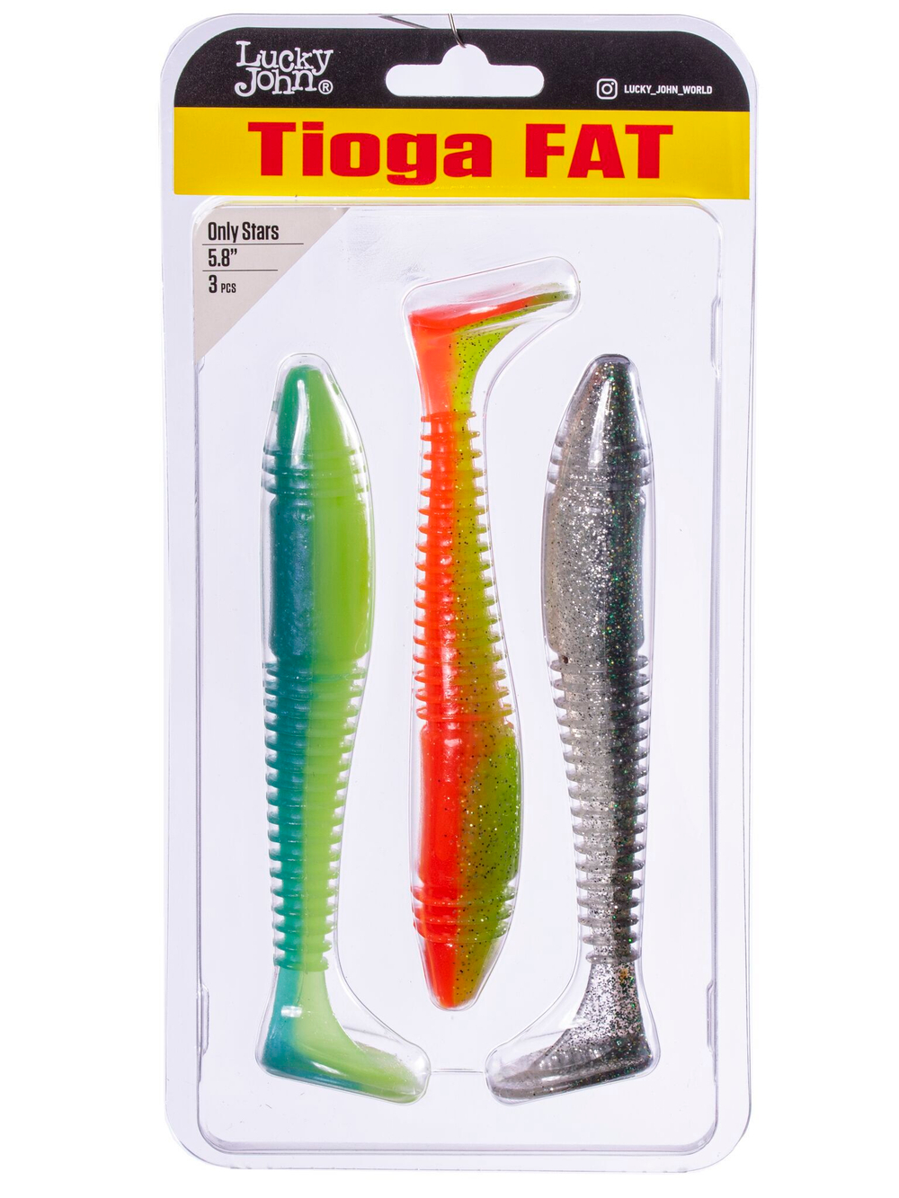Виброхвост Lucky John TIOGA FAT 5.8in (147 мм), цвет MIX3, 3 шт.