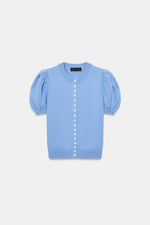 Вязаный кардиган с короткими рукавами и рукавами-балонами - ZARA